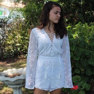 Sheer White Floral Embroidered Romper